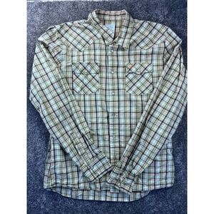 Hollister Mens Snap Long‎ Sleeve Plaid Button-Down Shirt L  Green/Brown Vintage
